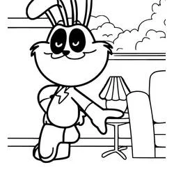 Coloriage Hoppy Hopscotch pointant dans un salon