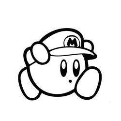 Coloriage Kirby portant la casquette de Mario Coloriage Kirby portant la casquette de Mario