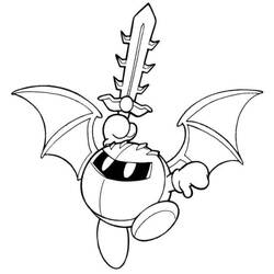Coloriage Kirby guerrier à l'épée et ailes de chauve-souris Coloriage Kirby guerrier à l'épée et ailes de chauve-souris