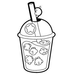 Coloriage Kirby dans un gobelet de bubble tea