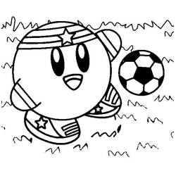 Coloriage Kirby joue au football