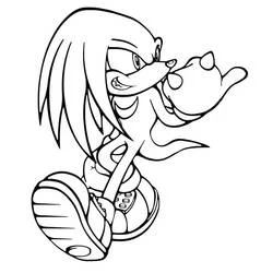 Coloriage Knuckles en pleine course, poing levé
