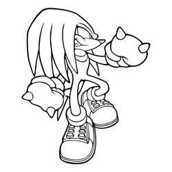 Coloriage Knuckles debout en position de combat