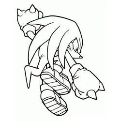 Coloriage Knuckles fonçant vers l'avant, poings serrés