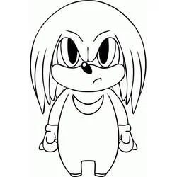 Coloriage Knuckles chibi debout avec un regard sérieux