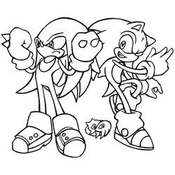 Coloriage Knuckles debout aux côtés de Sonic
