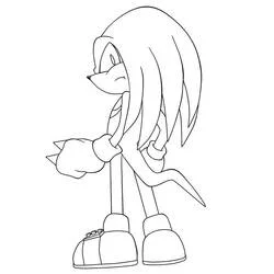 Coloriage Knuckles debout avec un air sérieux