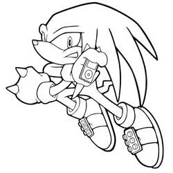 Coloriage Knuckles courant les poings en avant