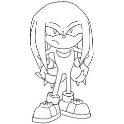 Coloriage Knuckles debout avec un air renfrogné