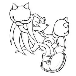 Coloriage Knuckles en pleine course avec les poings levés