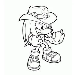 Coloriage Knuckles portant un chapeau de cow-boy