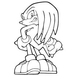 Coloriage Knuckles debout avec un air déterminé