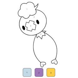 Coloriage Magique Pokemon avec corps rond et touffe nuageuse