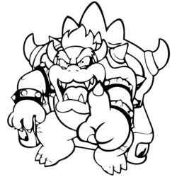 Coloriage Bowser rugissant avec ses griffes levées