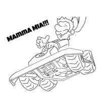 Coloriage Mario en train de sauter avec son kart