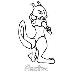Coloriage Mewtwo debout dans une pose calme