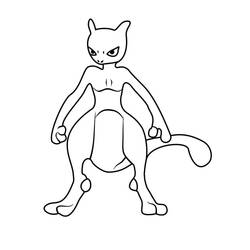 Coloriage Mewtwo en position de combat