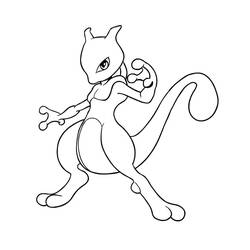 Coloriage Mewtwo en position de combat