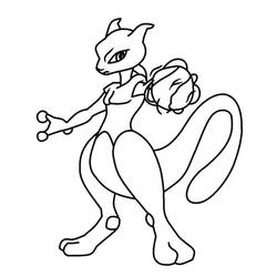 Coloriage Mewtwo en position de combat
