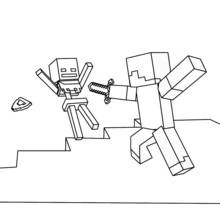 Coloriage Minecraft Steve combat un squelette