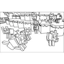 Coloriage Meute de loups Minecraft sur le terrain