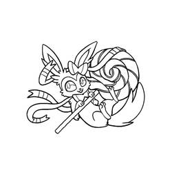 Coloriage Nymphali tenant un bâton en bois