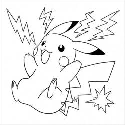 Coloriage Pikachu lançant une attaque électrique