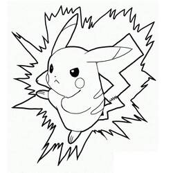 Coloriage Pikachu entouré d'éclairs