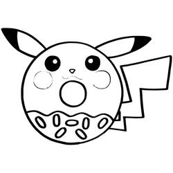 Coloriage Pikachu en forme de donut avec pépites