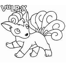 Coloriage Vulpix marchant avec ses six queues enroulées