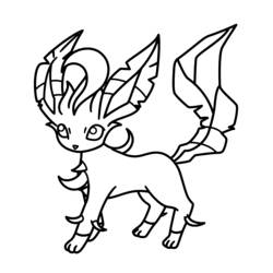 Coloriage Leafeon debout de profil