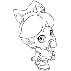 Coloriage Princesse Peach bébé avec une tétine