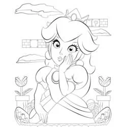 Coloriage Princesse Peach à l'air surpris