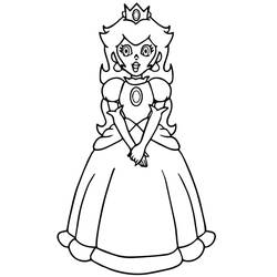 Coloriage Princesse Peach debout les mains jointes