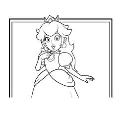 Coloriage Princesse Peach à l'expression surprise