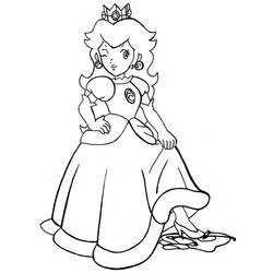 Coloriage Princesse Peach faisant un clin d'œil dans sa robe