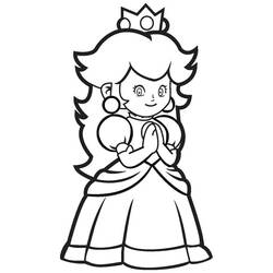 Coloriage Princesse Peach les mains jointes
