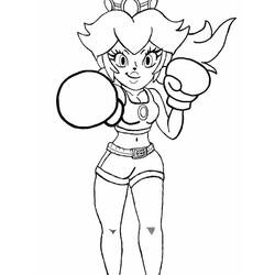 Coloriage Princesse Peach en position de boxe