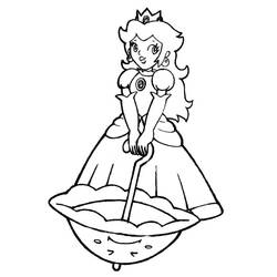 Coloriage Princesse Peach mélangeant dans un grand bol