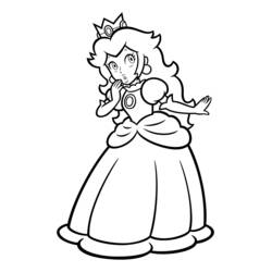 Coloriage Princesse Peach à l'air surpris