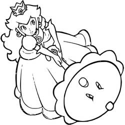 Coloriage Princesse Peach avec une créature ronde