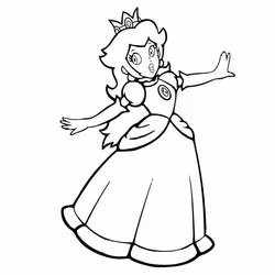 Coloriage Princesse Peach les bras levés surprise