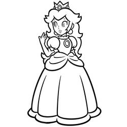 Coloriage Princesse Peach debout avec élégance