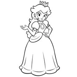Coloriage Princesse Peach souriante dans sa robe