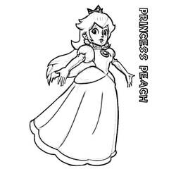 Coloriage Princesse Peach debout dans sa robe