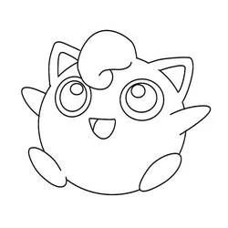 Coloriage Rondoudou souriant avec la bouche ouverte