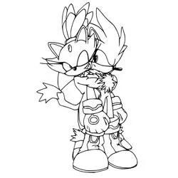 Coloriage Silver Sonic enlaçant Blaze the Cat