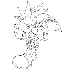 Coloriage Silver Sonic en position de combat Coloriage Silver Sonic en position de combat