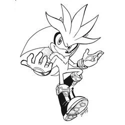 Coloriage Silver Sonic les mains tendues en avant