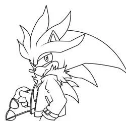 Coloriage Silver Sonic en position déterminée